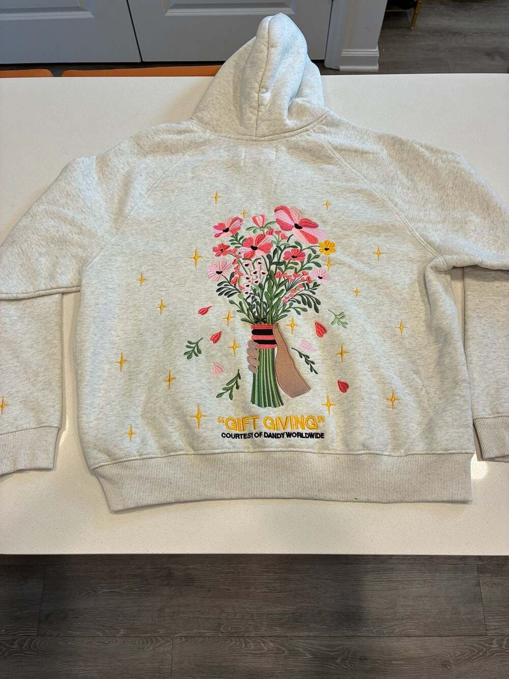 Dandy Worldwide Gift Giving Hoodie Size S Heather Gray